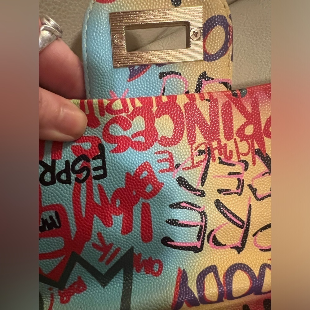 DKNY Paige Quilted Graffiti Crossbody Purse - Picture 11 of 16